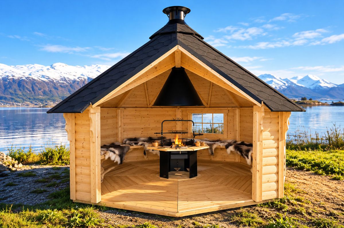 Gapahuk / Shelter 16.5 m2 Premium med grill og bænke
